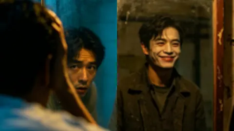 镜中自己诡异微笑